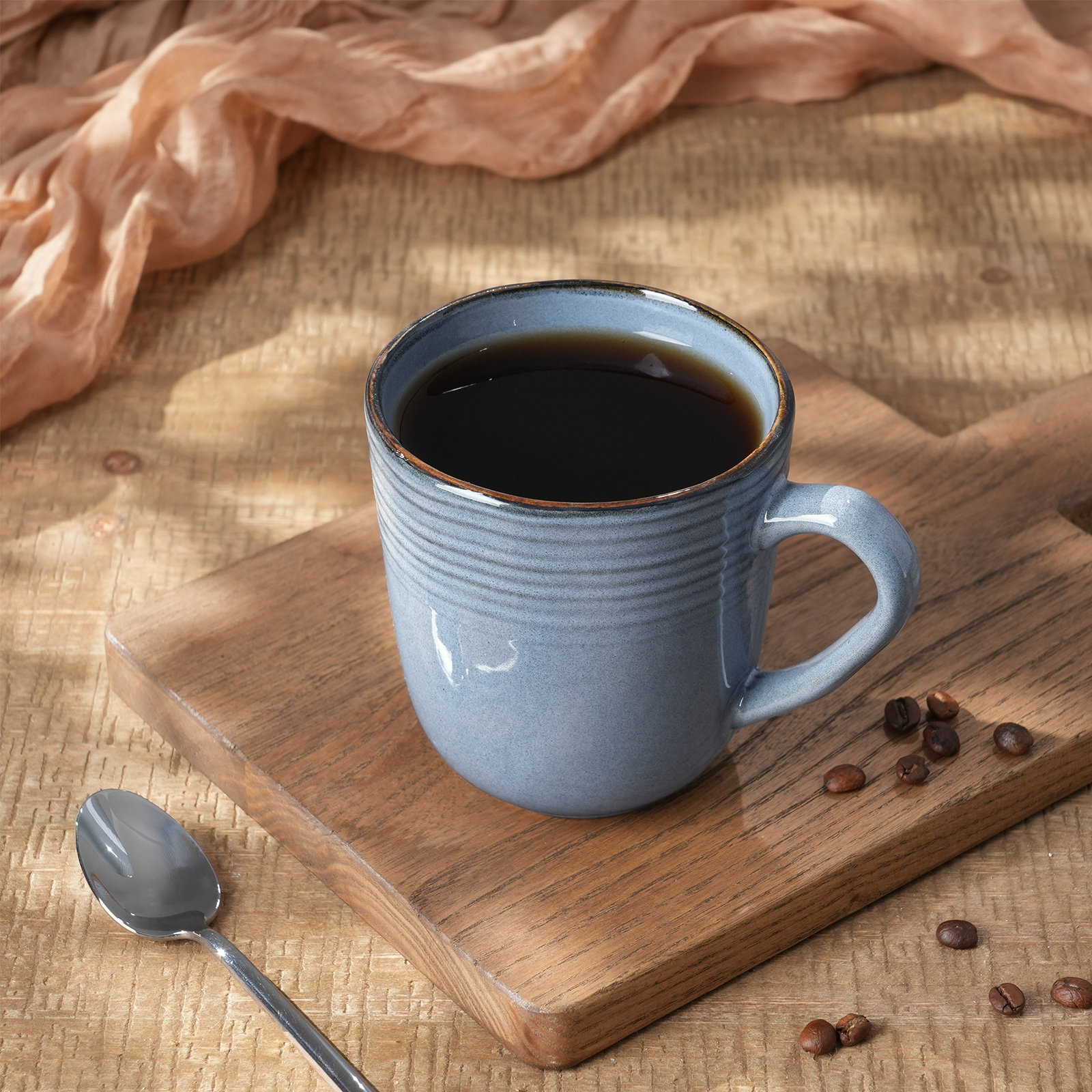 Evansburg 14oz Stoneware Coffee Mug- Service for 4, Blue
