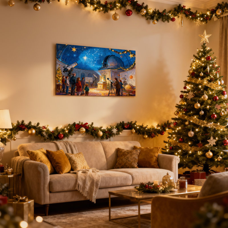 «Christmas Starry Night», ensemble de 3 reproductions d'art sur toile, H 20 po x l 30 po