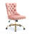Pink Office Chair, Modern Velvet Upholstered Tufted Button Home Office Chair, With Golden Metal Base, Adjustable Desk Chair Swivel Office Chair-1182969749