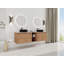 Meuble-lavabo mural 72 po avec lavabo d'art en céramique et 1 tablette de rangement, 4 portes à fermeture en douceur