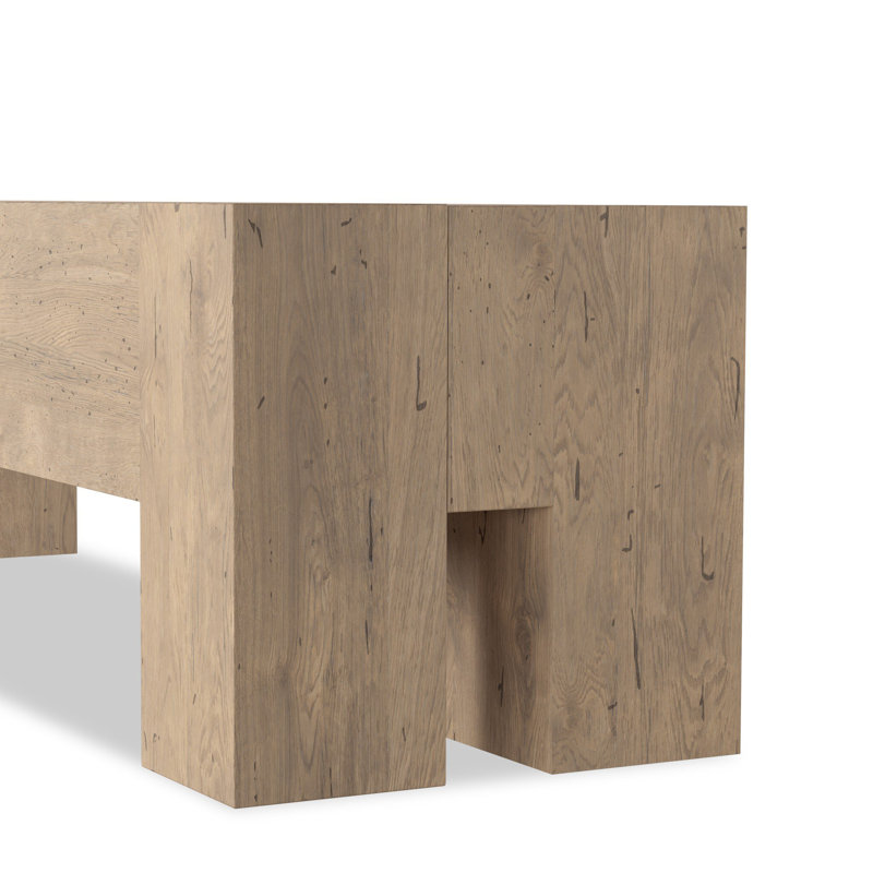 Abaso Dining Bench, Whitewash Rustic Wormwood Oak