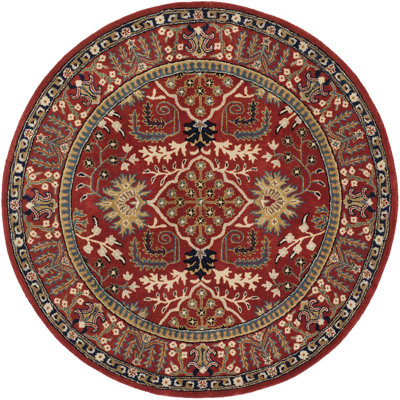 Armintha Oriental Handmade Tufted Wool Red Area Rug
