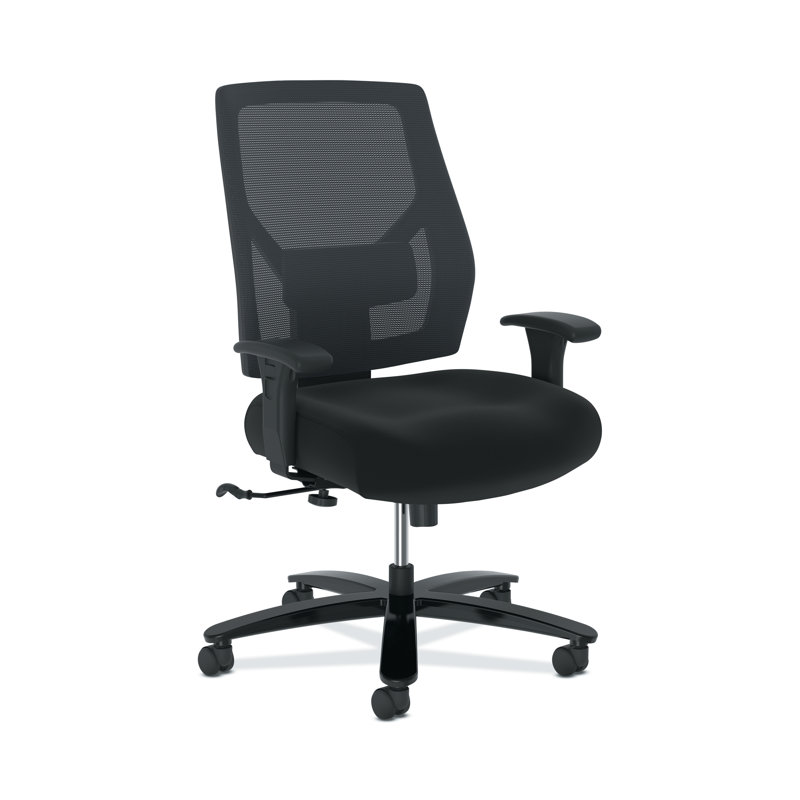 Modern High-Back Black Mesh & Fabric Big and Tall Office Chair
