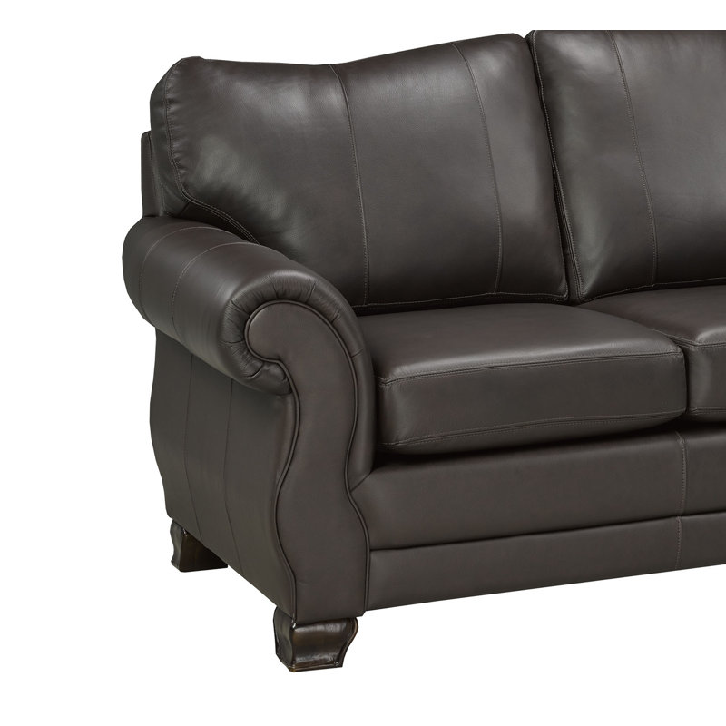 Canapé en cuir véritable 88 po Jettie, 39 po H x 88 po L x 37 po P