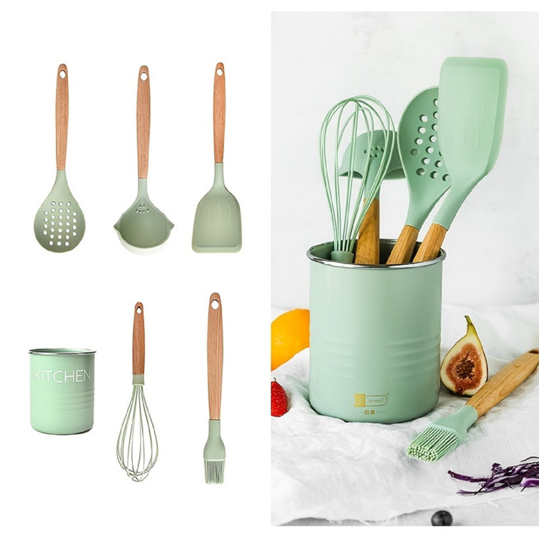 Green Silicone Kitchen Cooking Utensils - Set of 5