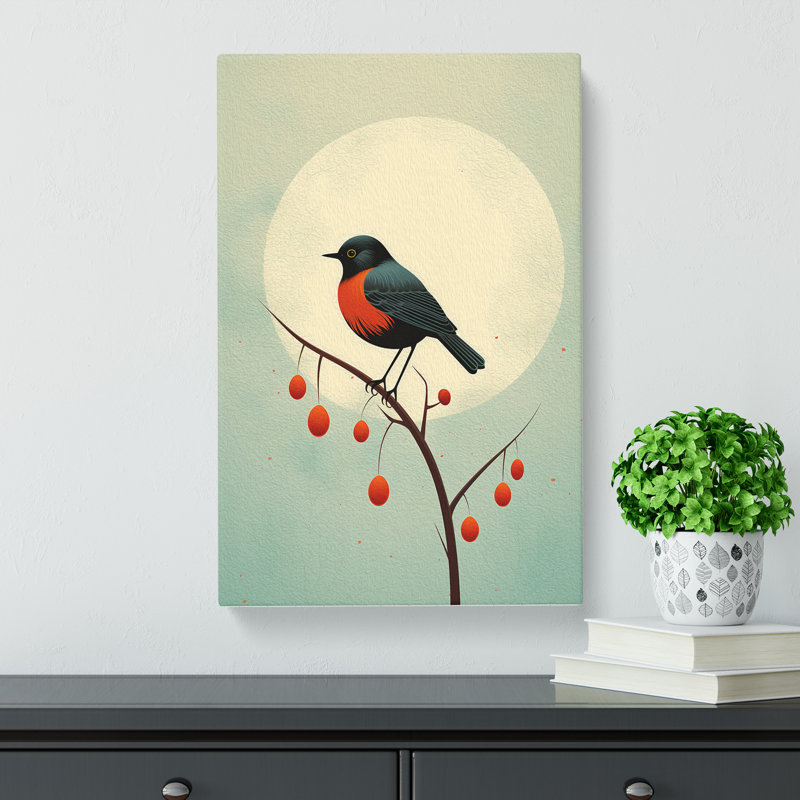 Robin Bird Minimalism - No Frame Print, 76cm H x 50cm W x 3cm D
