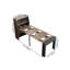Table de salle à manger 70,9 po avec rangement, table de salle à manger extensible avec buffet noyer et sièges gris 4-6