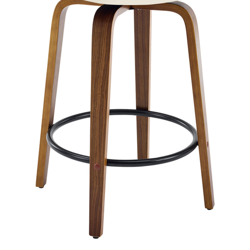 27" Set of 3 Swivel Faux Leather Counter Height Bar Stools with Backrest,Cream White, Cream/White, 3
