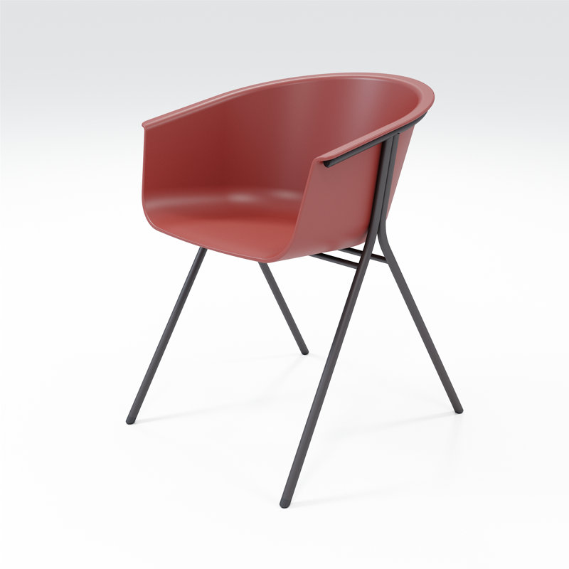 Chaise avec accoudoirs Tee, Corail / café noir