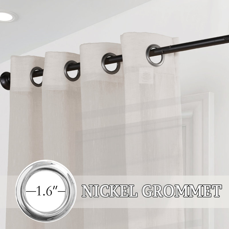 Paire de rideaux semi-transparents avec œillets Dawan, Naturel, L 52 po x L 84 po