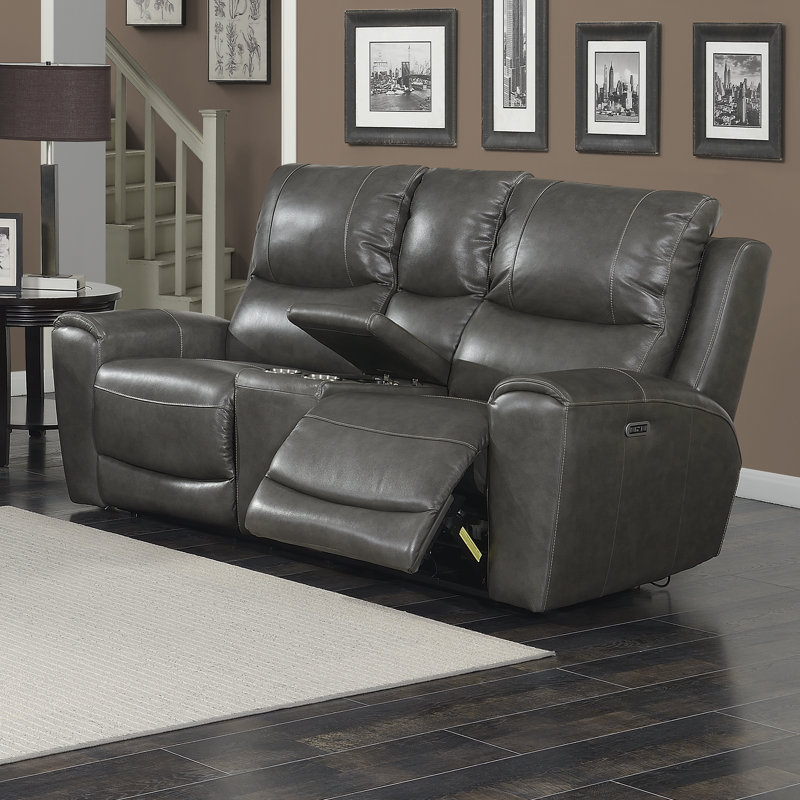 Kittitas Upholstered 75'' Power Reclining Loveseat, Gray