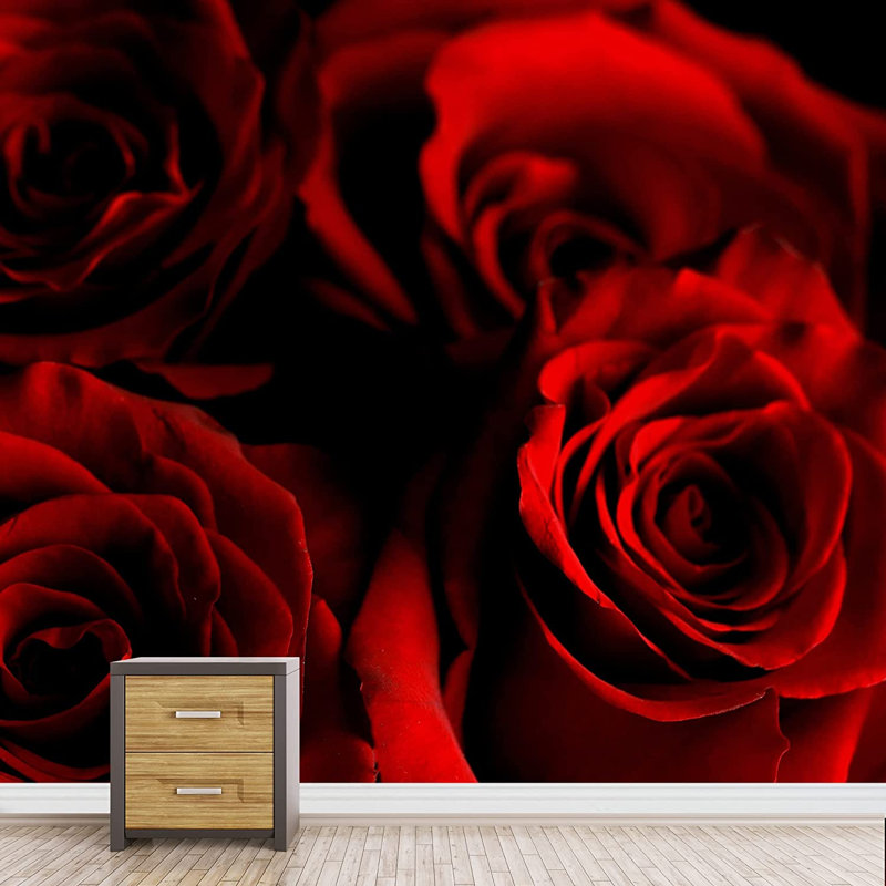 Fleurs de rose éclatantes à contraste élevé, L 66 po x l 96 po