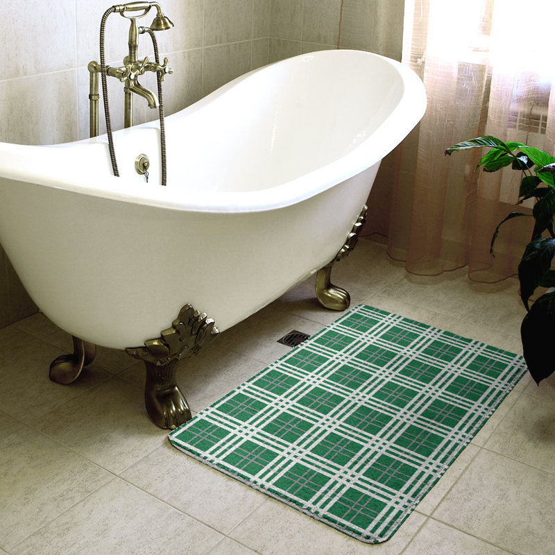 Tapis pour salle de bain Philadelphia, l 17 po x L 24 po, Vert/blanc