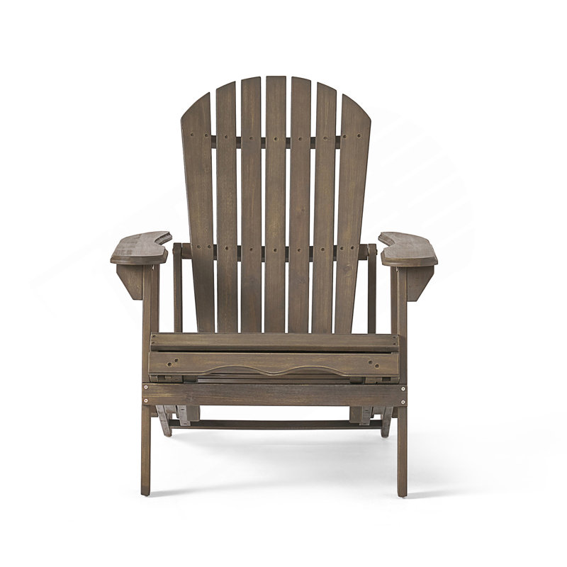 Reclining Adirondack Chair With Footrest, Gray