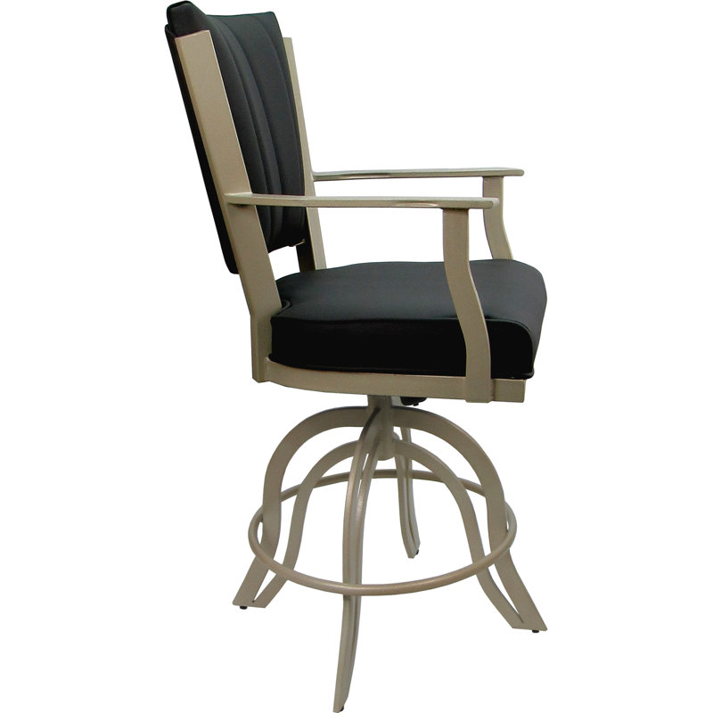 Tabouret de bar pivotant en cuir en métal - Siège de 30 po, Noir / Beige