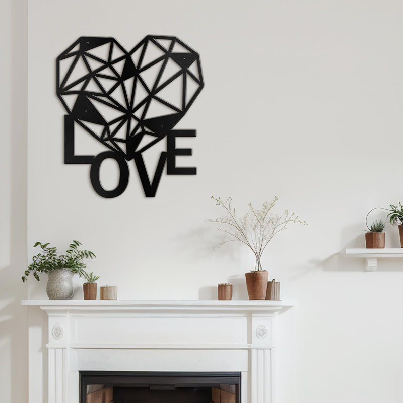 Décoration murale en métal, H 20 po x l 20 po x P 0,05 po, Noir