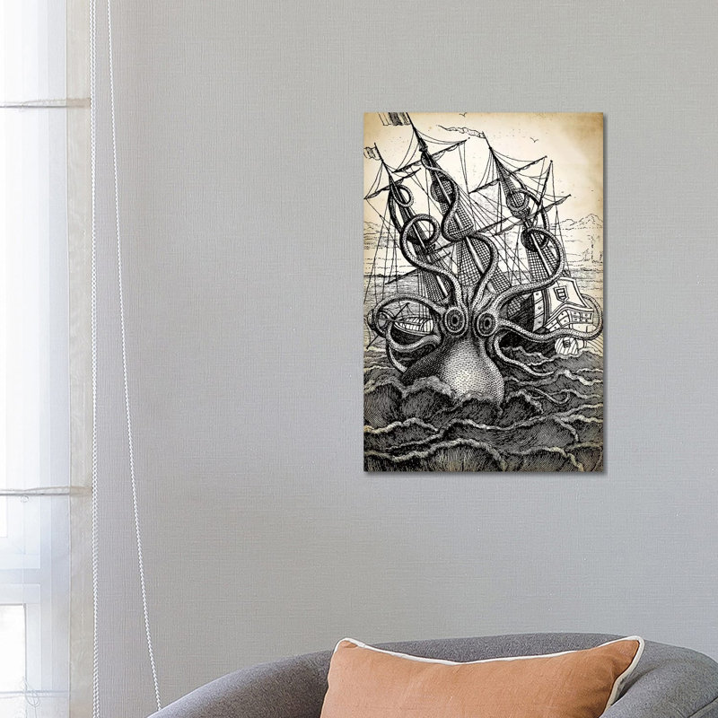 Kraken - Print on Canvas, No Framed, 101.6 cm H x 66.04 cm W x 1.91 cm D