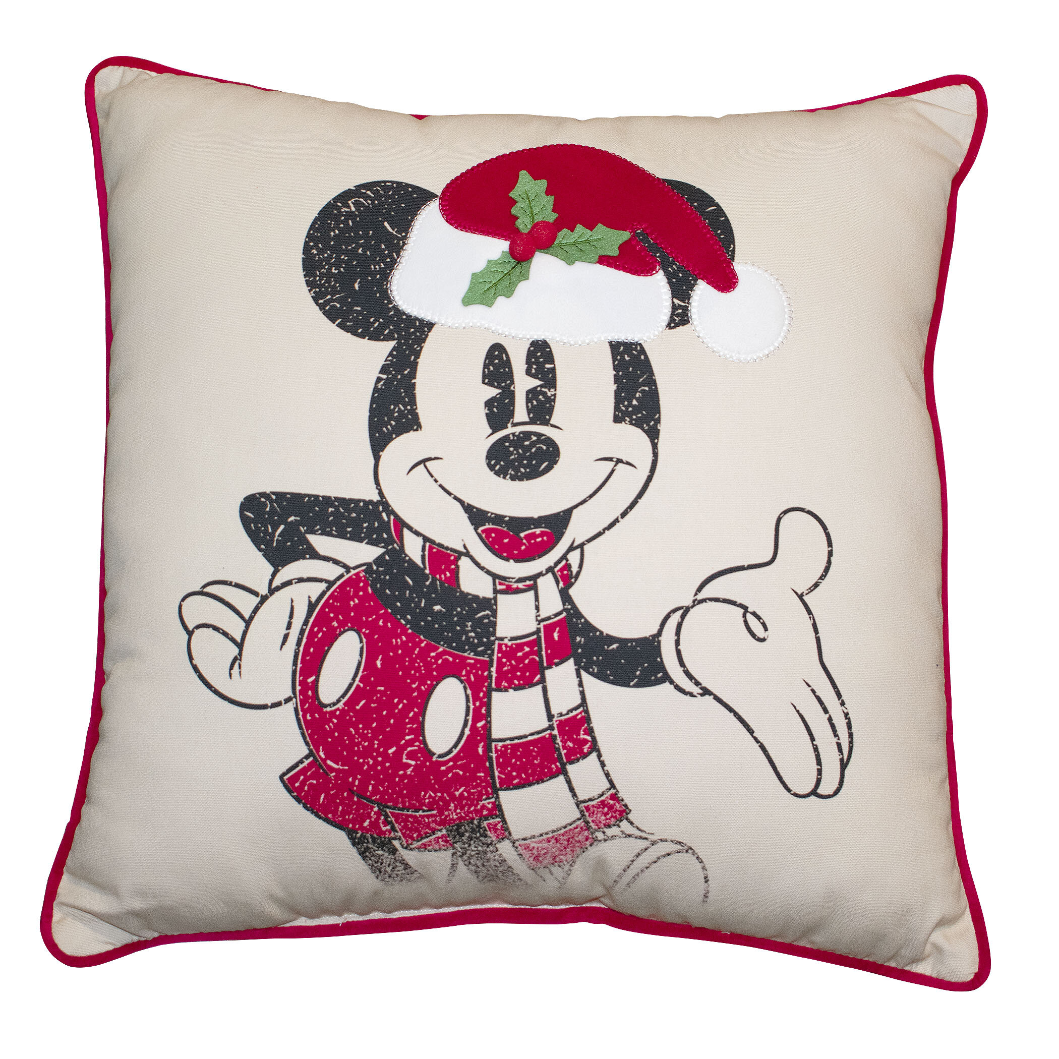 Disney 100 Mickey Minnie Chip Dale Pluto Christmas Snowglobe Throw Pillow,  18x18, Multicolor