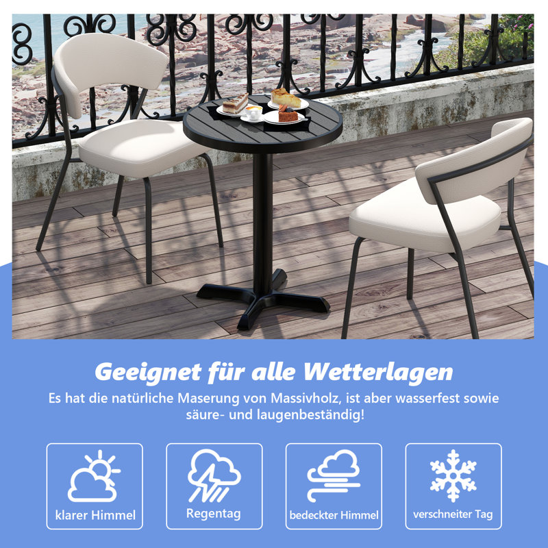 Round Wood Metal Outdoor Side Table , 60cm cm W 60cm cm D