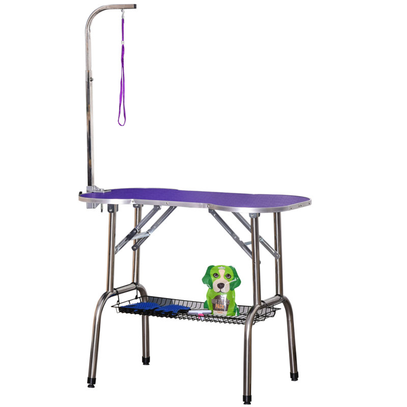 31'' H x 37'' W x 22'' D Metal Adjustable and Foldable Dog Folding Grooming Table