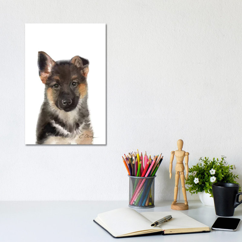 German Shepherd Puppy 1 Piece Wrapped Canvas Painting, 30.48cm H x 20.32cm W x 1.91cm D