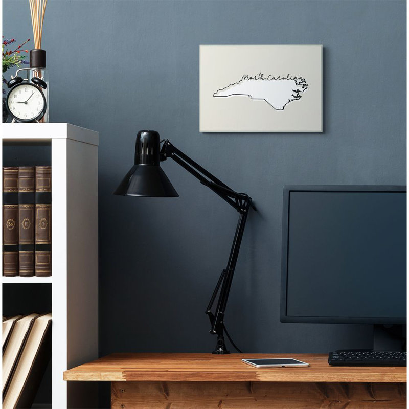 « north caroline home state map neutral design », impression sur toile, Plaque murale, H 10 po x l 15 po x P 0,5 po