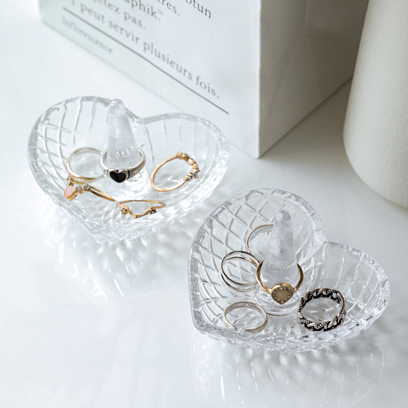 Glass Heart Jewellery Ring Holder