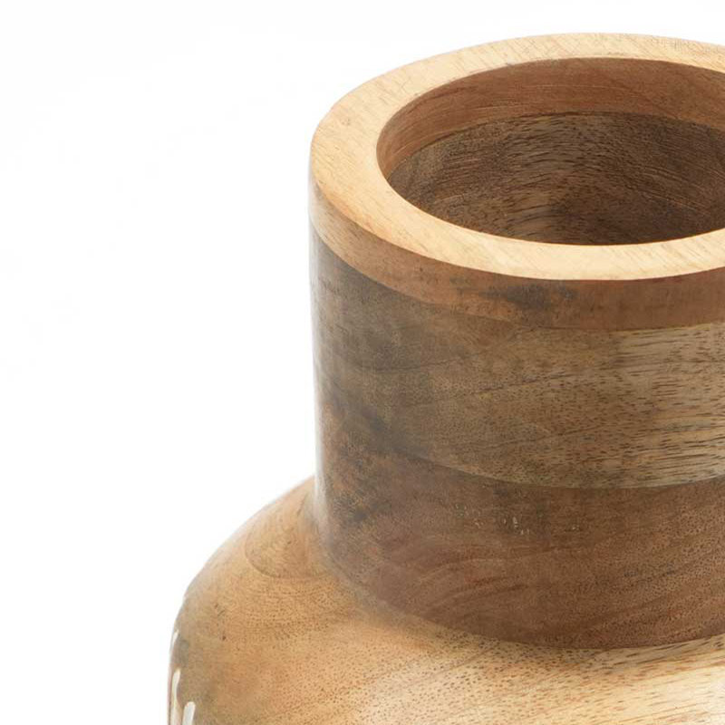 Vase en bois | Vase décoratif fabriqué à la main | Décoration rustique en bois | 7,5 po x 15,5 po , H 16 po x l 8 po x P 8 po