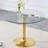 Glass Top And A Modern, Minimalist Round Dining Table With Metal Legs. Ideal For Dining Rooms, Living Rooms And Meeting Rooms.-217567904-217567931