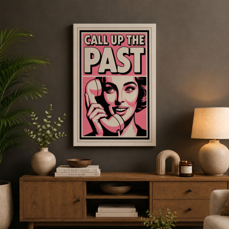 Call Up the Past Retro - Wrapped Canvas, 30x20 - 76.2 x 50.8 cm, Taupe Border