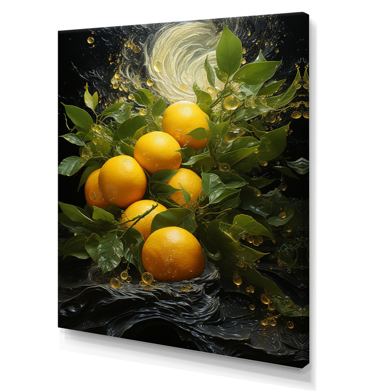 «Yellow Zesty Lemon Burst», art mural fruits, H 20 po x l 12 po x P 1 po