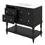Meuble-lavabo noir de 36 po avec lavabo, 4 tiroirs et tablette de rangement ouverte, comptoir intégré avec comptoir intégré, pieds à haute broche, fermeture en douceur-1927285096