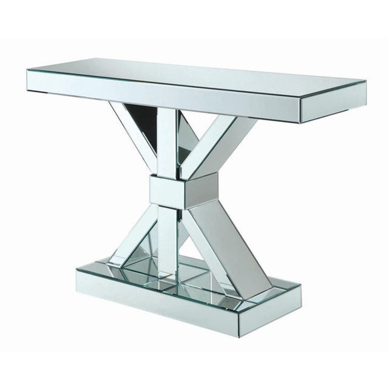 X-shaped Mirrored Entryway Console Table Silver