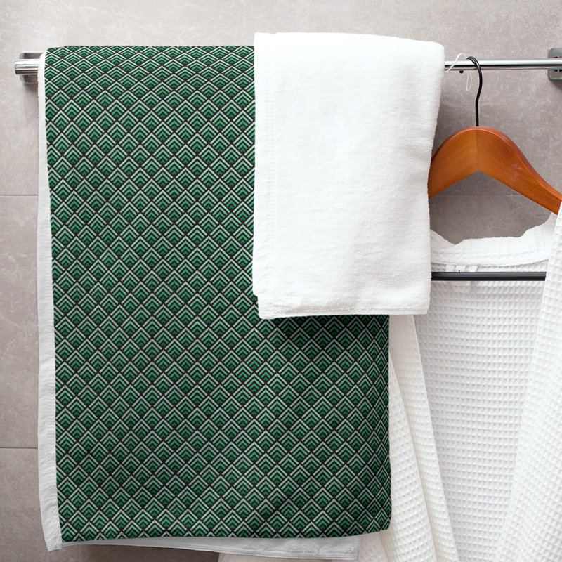 Katelyn Elizabeth Cotton Blend Bath Towel, Black/Green