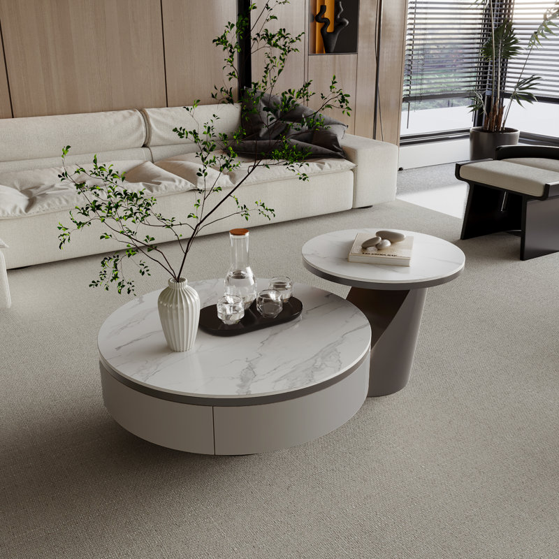 Ensemble de tables basses gigognes Danieka Modern Luxury, Blanc / Gris