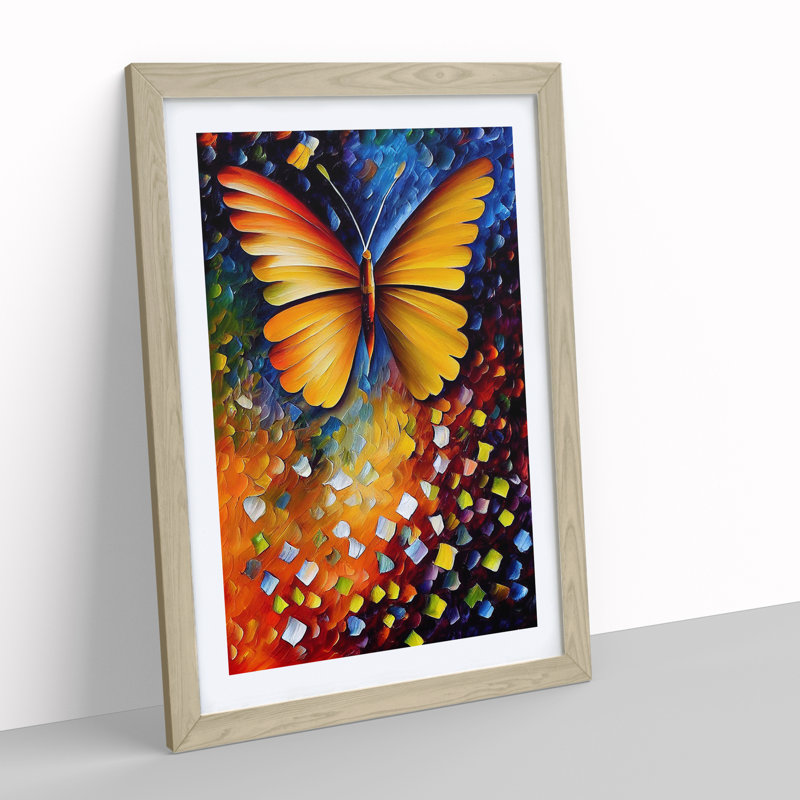 Solo Butterfly No.2 1 Piece Single Picture Frame Wall Art, 34cm H x 25cm W x 2cm D, Oak Framed