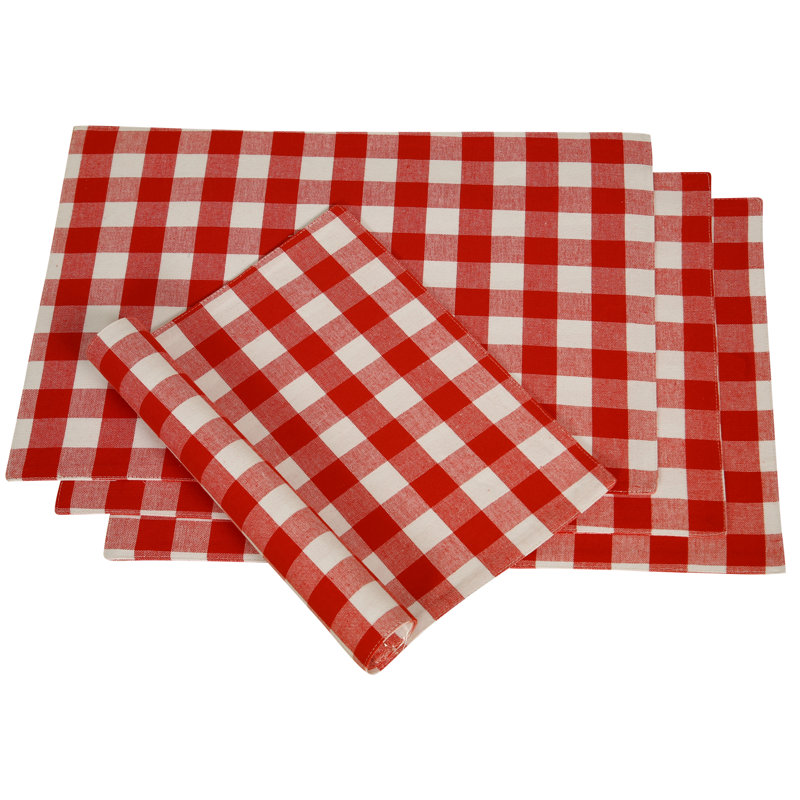 Arlington Cotton Gingham Rectangle Placemat, Red