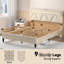 Structure de grand lit avec tête de lit, plateforme de rembourrage et fonction d'éclairage, hauteur réglable, confort silencieux, ajustement universel pour matelas, similicuir beige, mousse à mémoire de forme, bois de chêne, moderne-1116113998