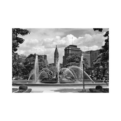 1950s Philadelphia PA USA Looking Southeast Past Swann Fountain by Vintage Images - Wrapped Canvas Print