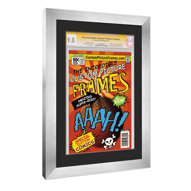 Wood Picture Frame with Mat, Silver/Black, 7.25" x 10.5"
