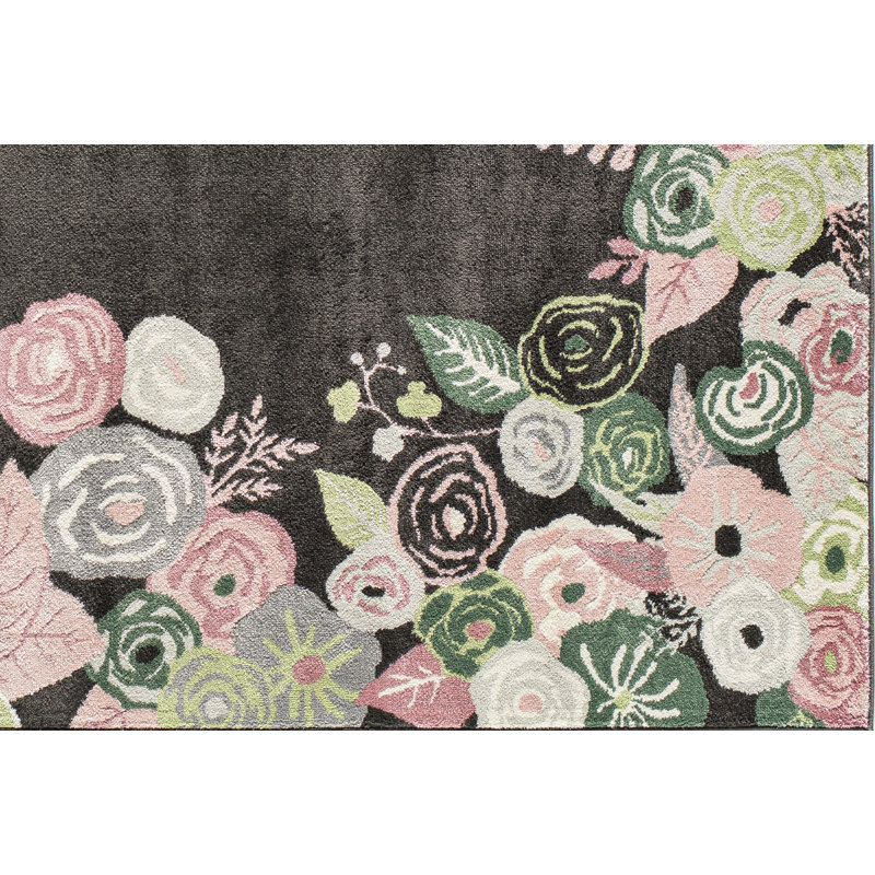 Tapis floral rose onyx Valentina, Rectangle 2 pi x 4 pi