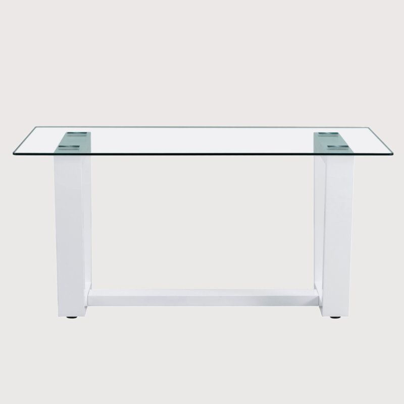 Glass Top Dining Table, White