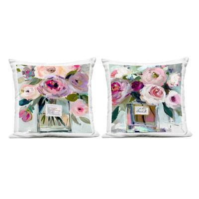 Ensemble de 2 coussins d'extérieur Bisou Romantic Bouquet, design par Annabelle Hall