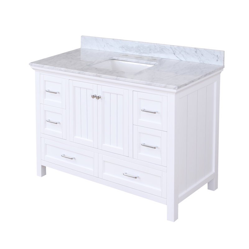 48'' Single Bathroom Vanity with Carrara Marble Top, White
