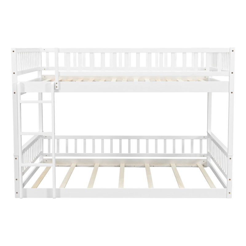 Jennifere Bunk Bed with Ladder and Guardrails, White