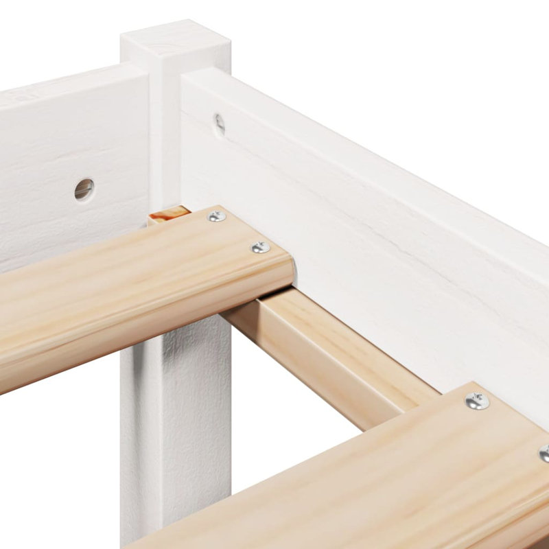 Peters Solid Wood Bed, White, European Single (90 x 200cm)