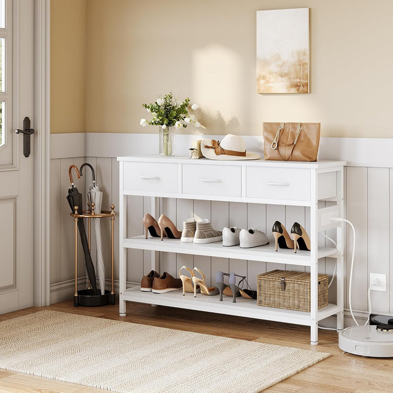 Entryway Table With Power Outlets, Console Table With 3 F...