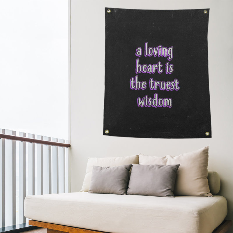 Tapisserie en polyester avec citation en polyester, H 36 po x l 26 po, Mauve