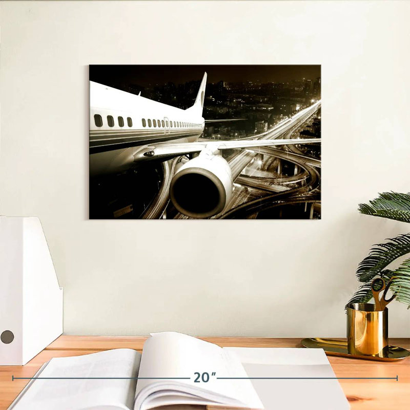 Mehar Airplane At Night, 8" H x 12" W