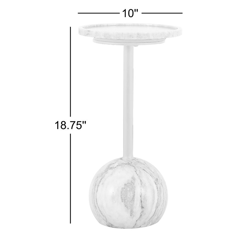 Viola Marble End Table, Antique White